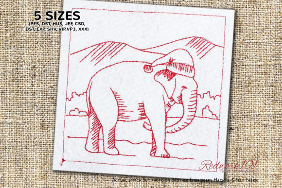 Christmas Elephant with Hat Redwork – A Seller's Perspective