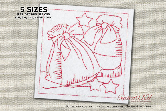 Christmas Gift Bags Redwork Design: Field Test for Gift Shops