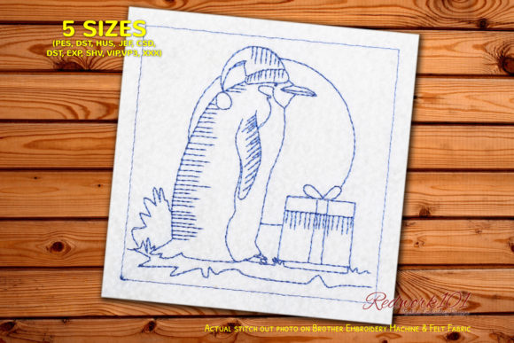 Christmas Penguin with Gift Redwork: My Honest Embroidery Review