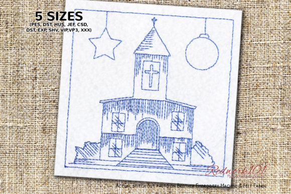 Old Church Machine Embroidery Design Review for Holidays
